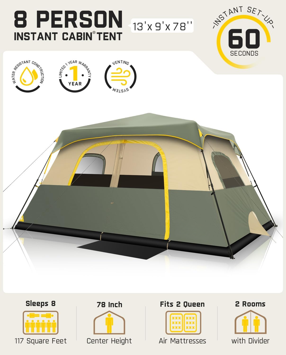Instant Pop-Up Camping Tent – 60-Second Setup, Waterproof & Spacious
