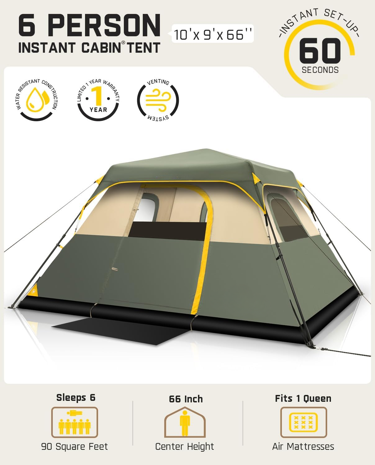 Instant Pop-Up Camping Tent – 60-Second Setup, Waterproof & Spacious