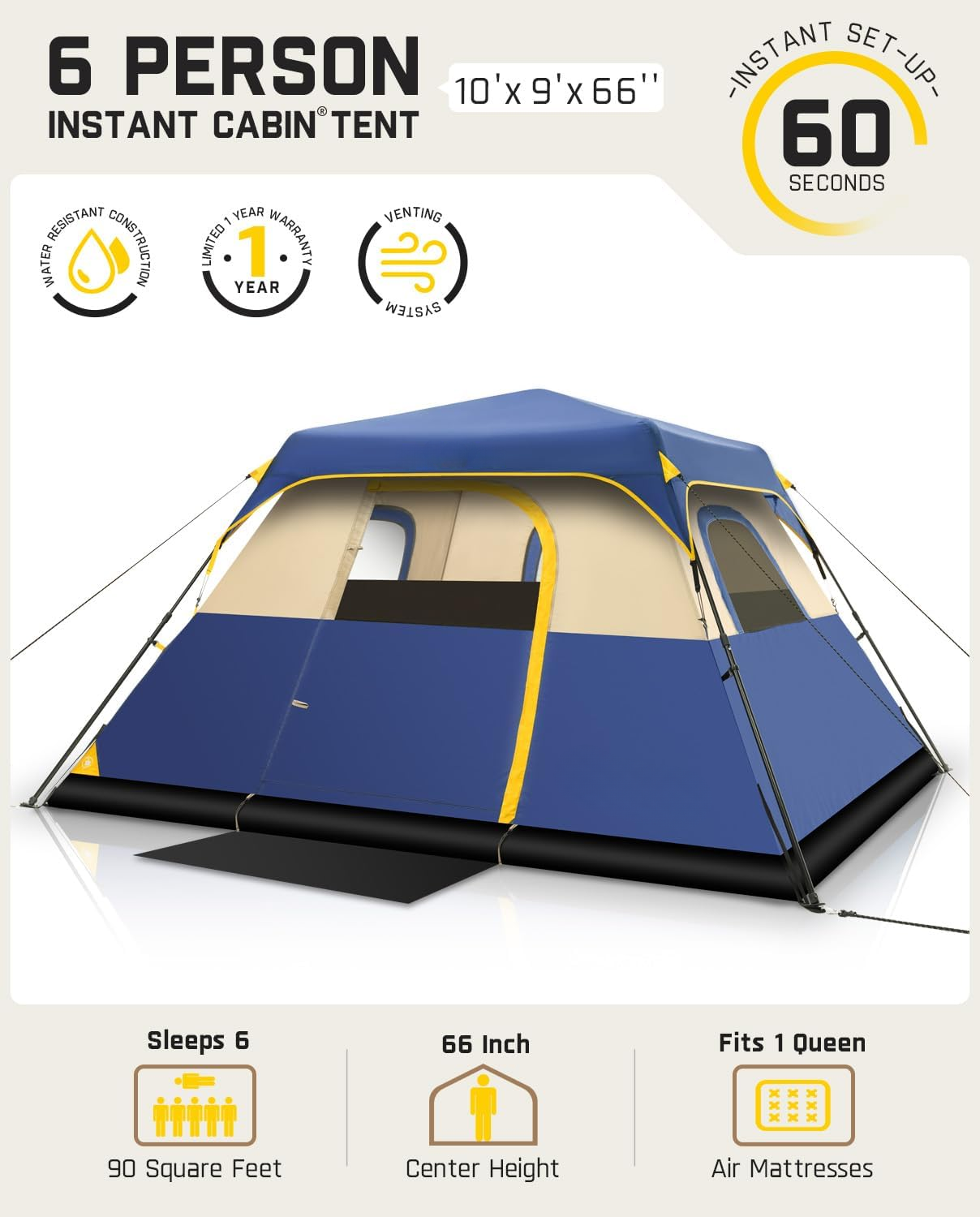 Instant Pop-Up Camping Tent – 60-Second Setup, Waterproof & Spacious