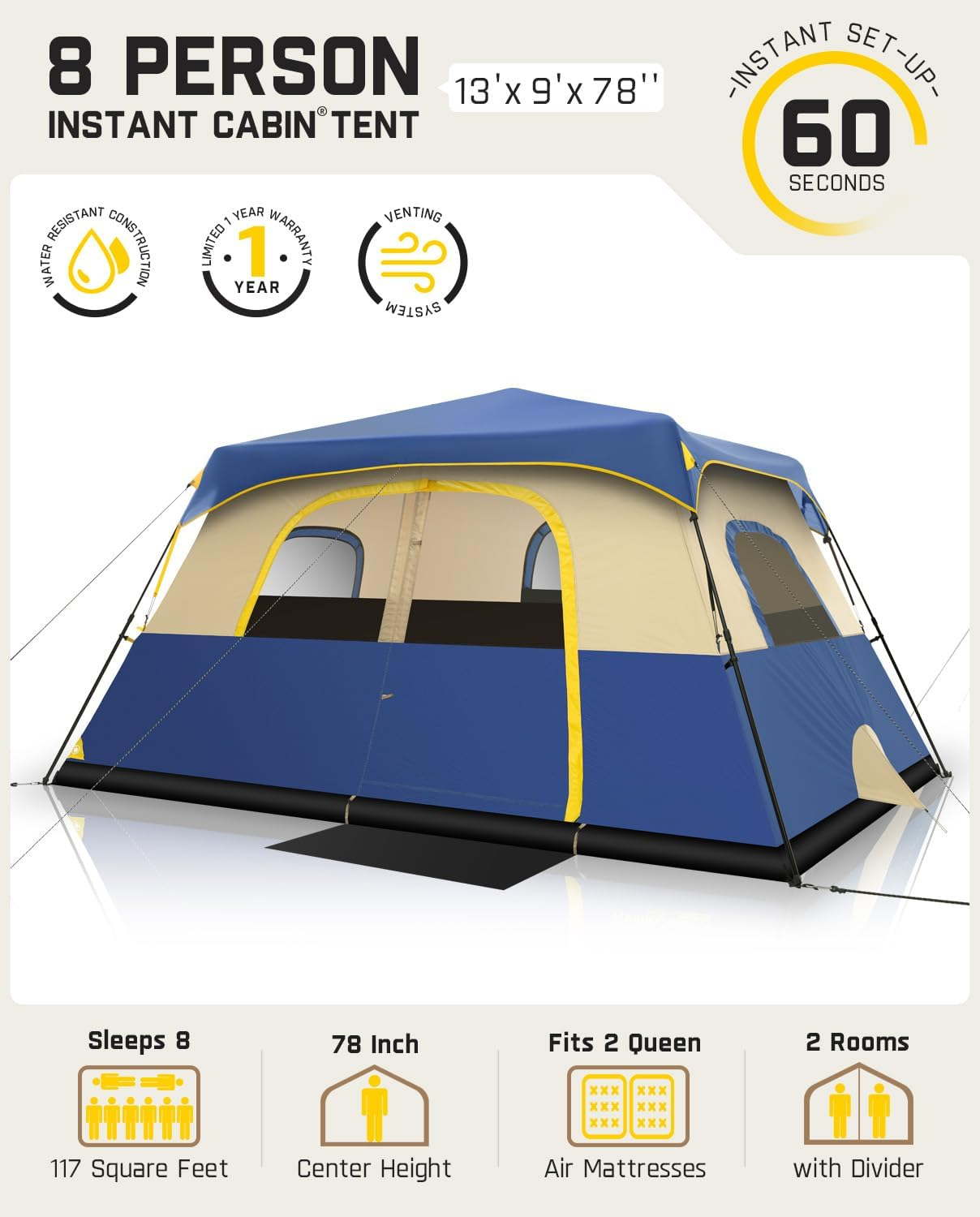 Instant Pop-Up Camping Tent – 60-Second Setup, Waterproof & Spacious