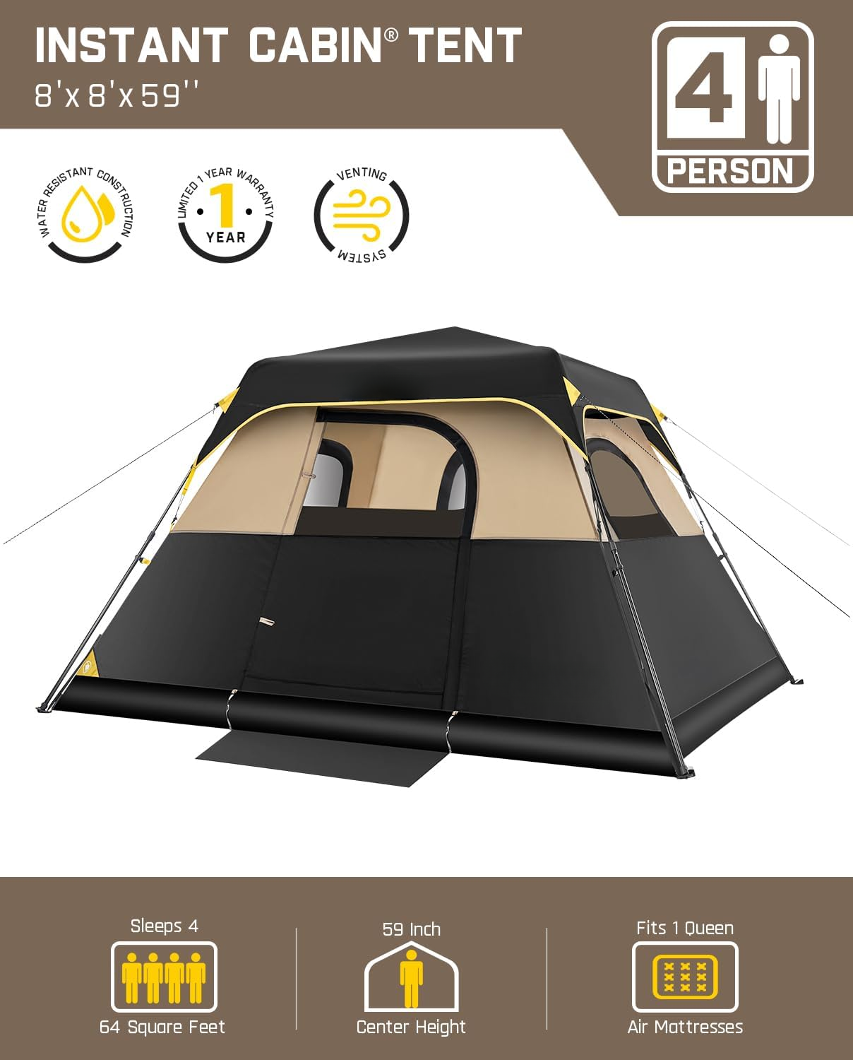 Instant Pop-Up Camping Tent – 60-Second Setup, Waterproof & Spacious