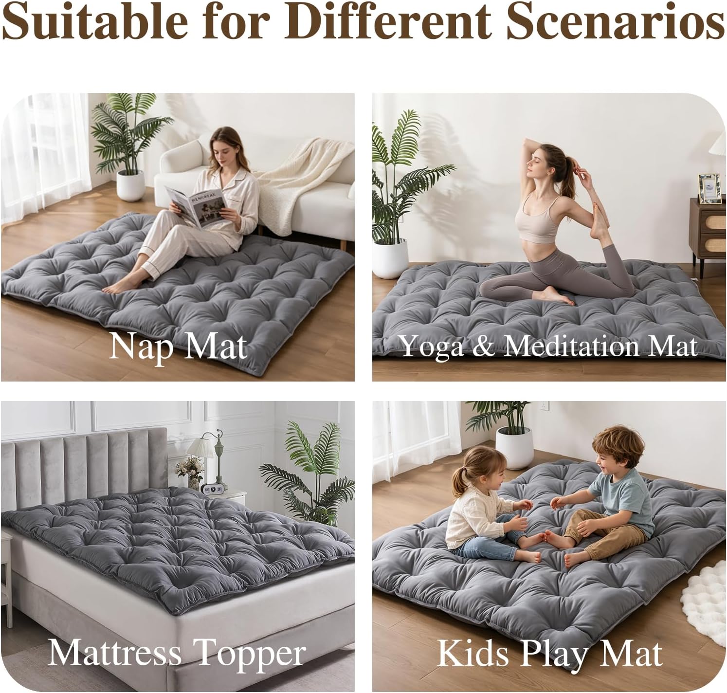 3" Japanese Futon Floor Mattress – Tatami-Style, Queen Size 60" x 80"