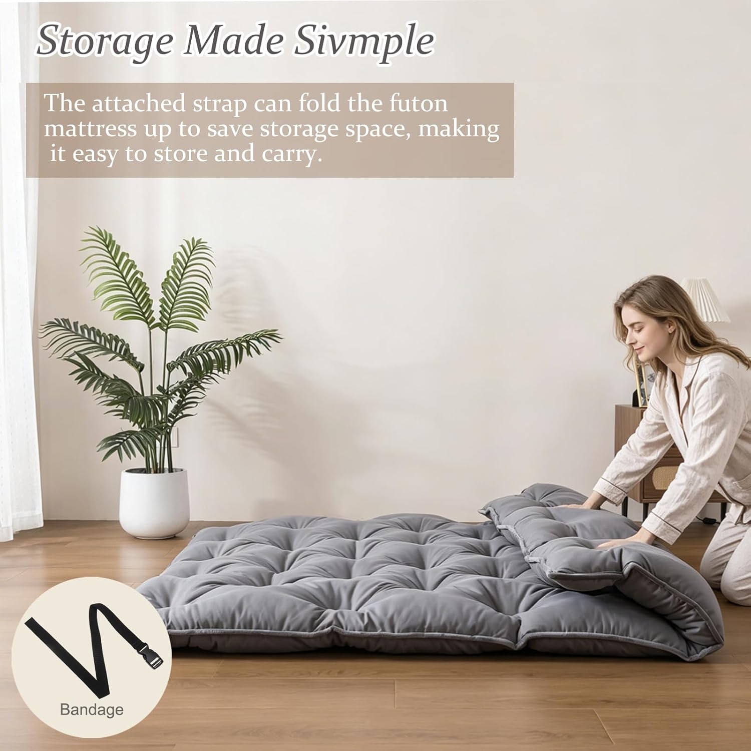 3" Japanese Futon Floor Mattress – Tatami-Style, Queen Size 60" x 80"