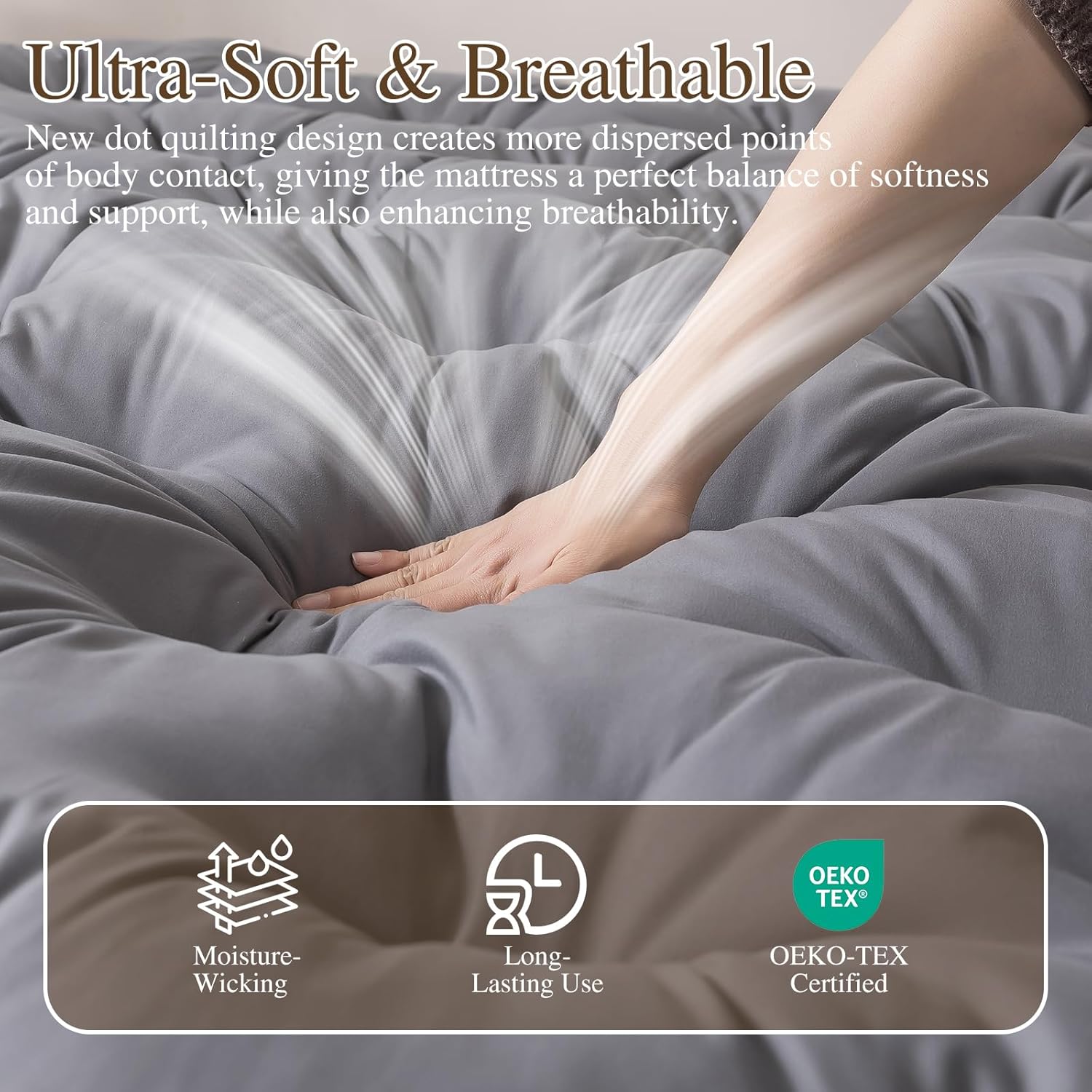 3" Japanese Futon Floor Mattress – Tatami-Style, Queen Size 60" x 80"