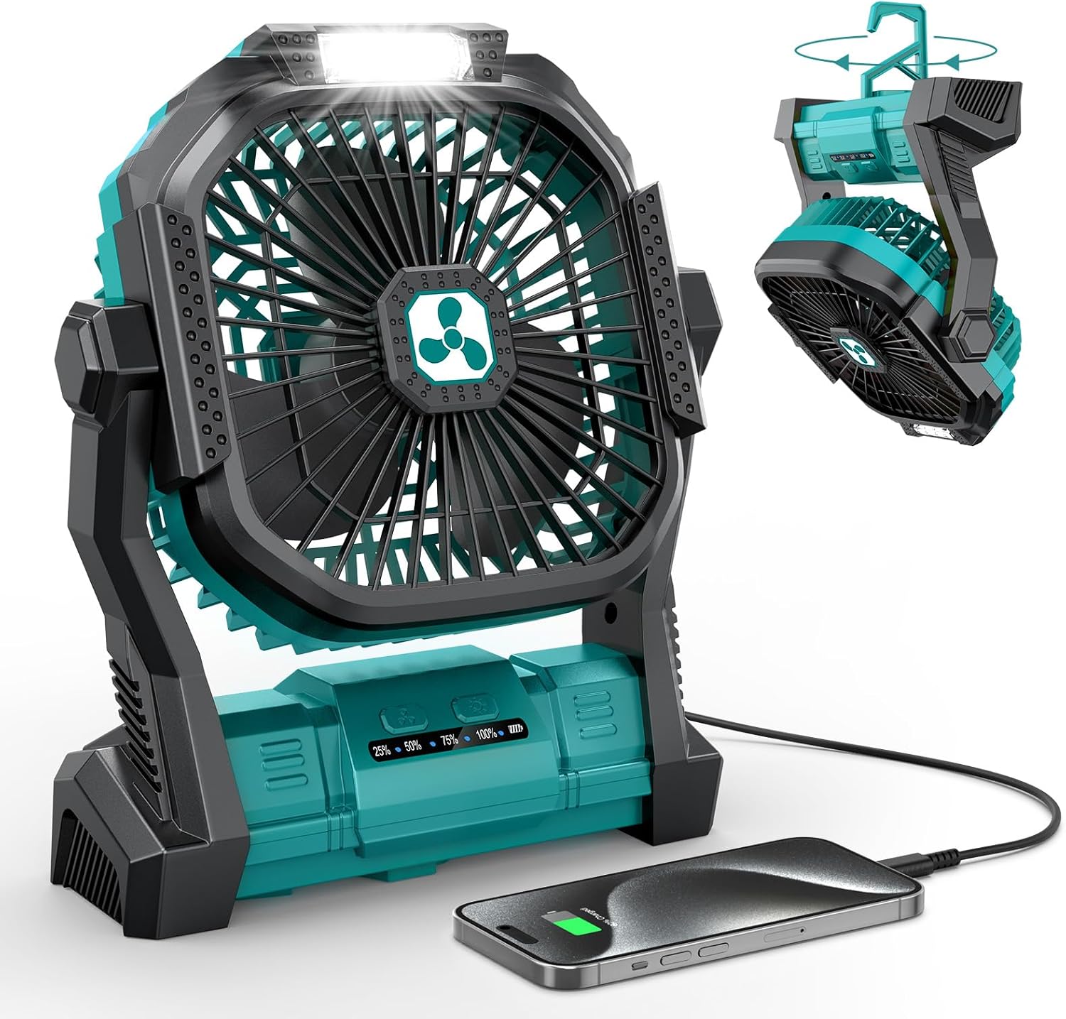 ONLYNEW Portable Rechargeable Fan with LED Lantern – 20000mAh Battery, USB-C