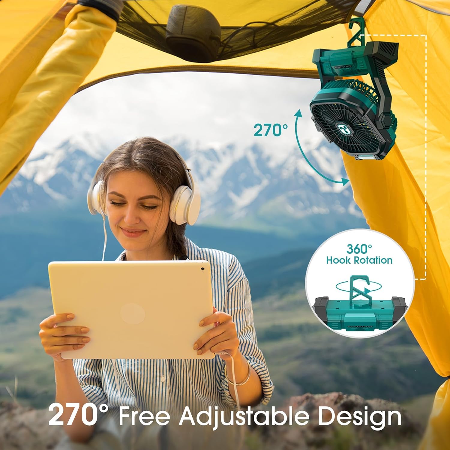 ONLYNEW Portable Rechargeable Fan with LED Lantern – 20000mAh Battery, USB-C