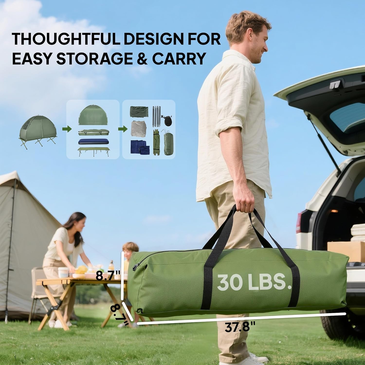 Outsunny 6-in-1 Camping Tent Cot Combo – Bed, Tent & Accessories Included