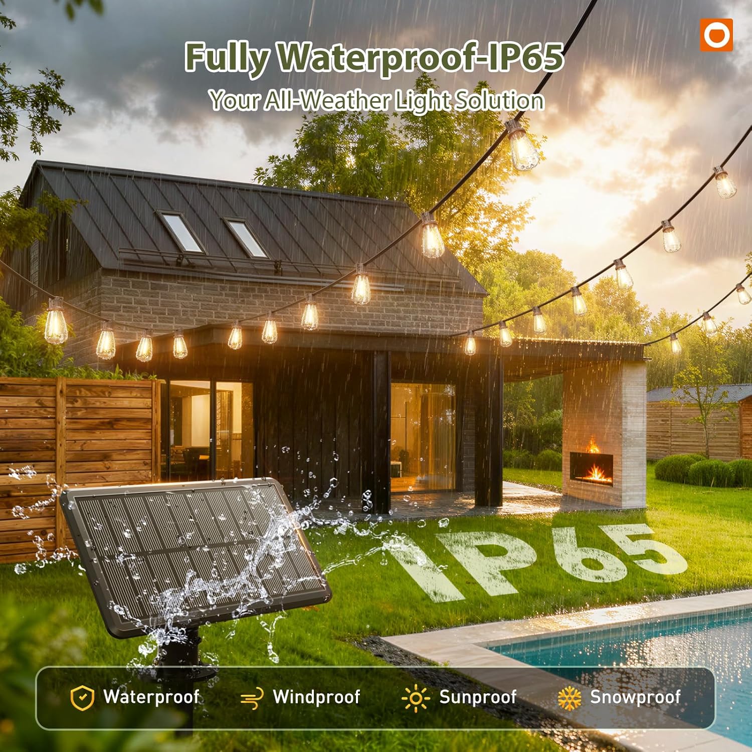 Addlon 52ft (48+4) Solar String Lights – Waterproof Outdoor Patio Lights with Remote & USB